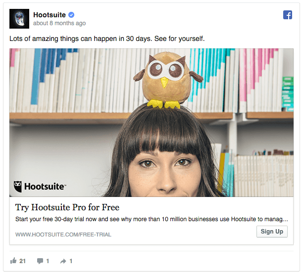 Hootsuite Free Trial Facebook Ads from Rapidstartup